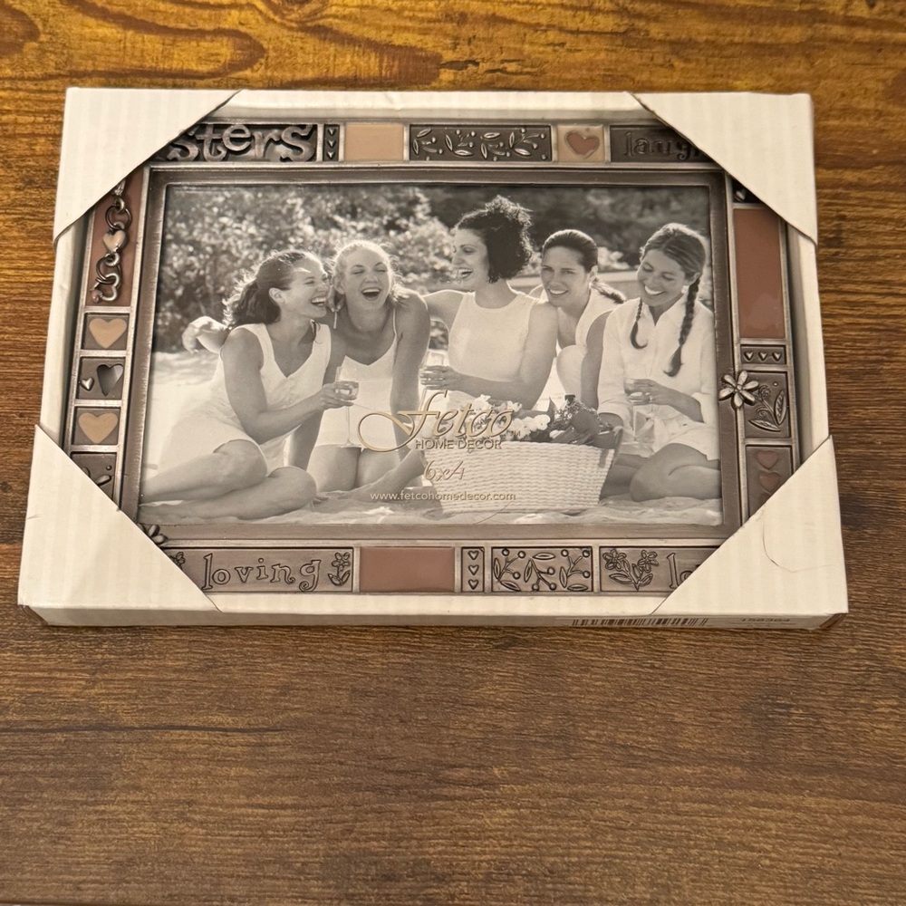 Fetco‎ Home Decor Sisters 6x4 Metal Picture Frame Hearts NIB 2006